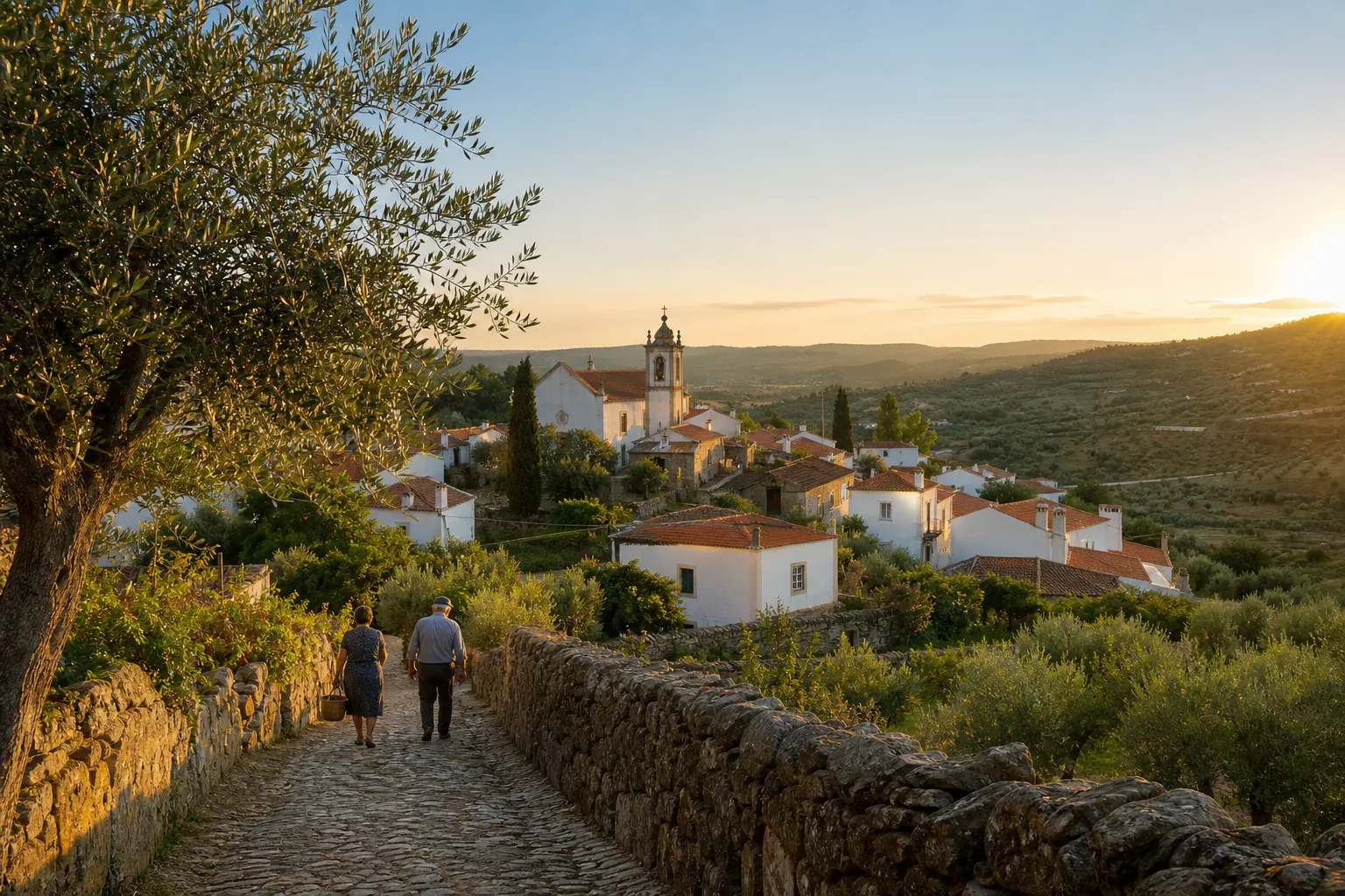 Dorf in Portugal am Abend